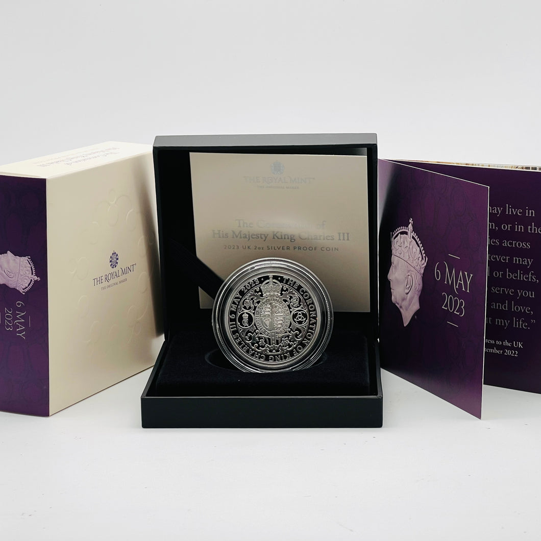 2023 Royal Mint King Charles Coronation Silver Proof 2oz Two Ounce £5 Coin
