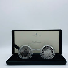 Load image into Gallery viewer, Rare 2021 Royal Mint Silver Proof &amp; Frosted Proof 1oz Britannia £2 Twin Coin Set
