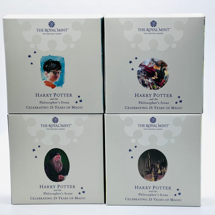 2022 - 2023 Royal Mint Harry Potter 25 Years Of Magic 2oz Silver Proof £5 Coin Full Set