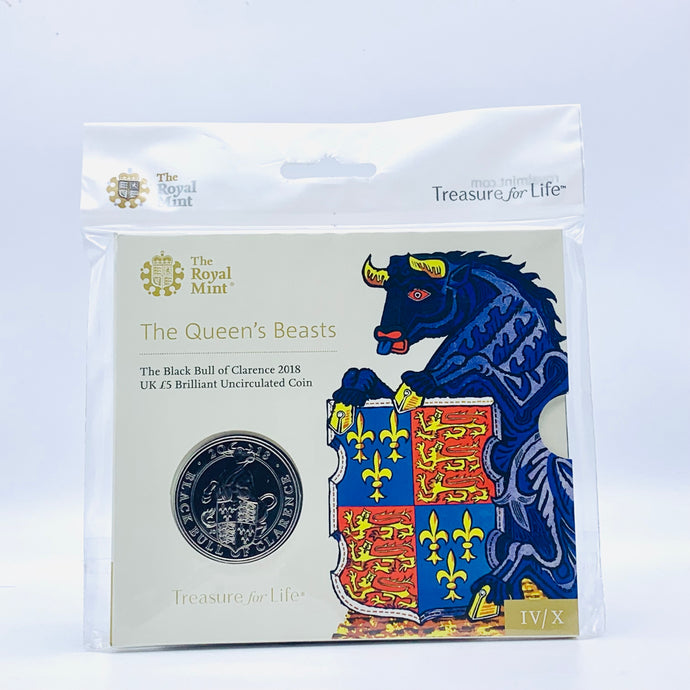 2018 Royal Mint Queens Beasts Black Bull Of Clarence BU £5 Five Pounds Coin Pack