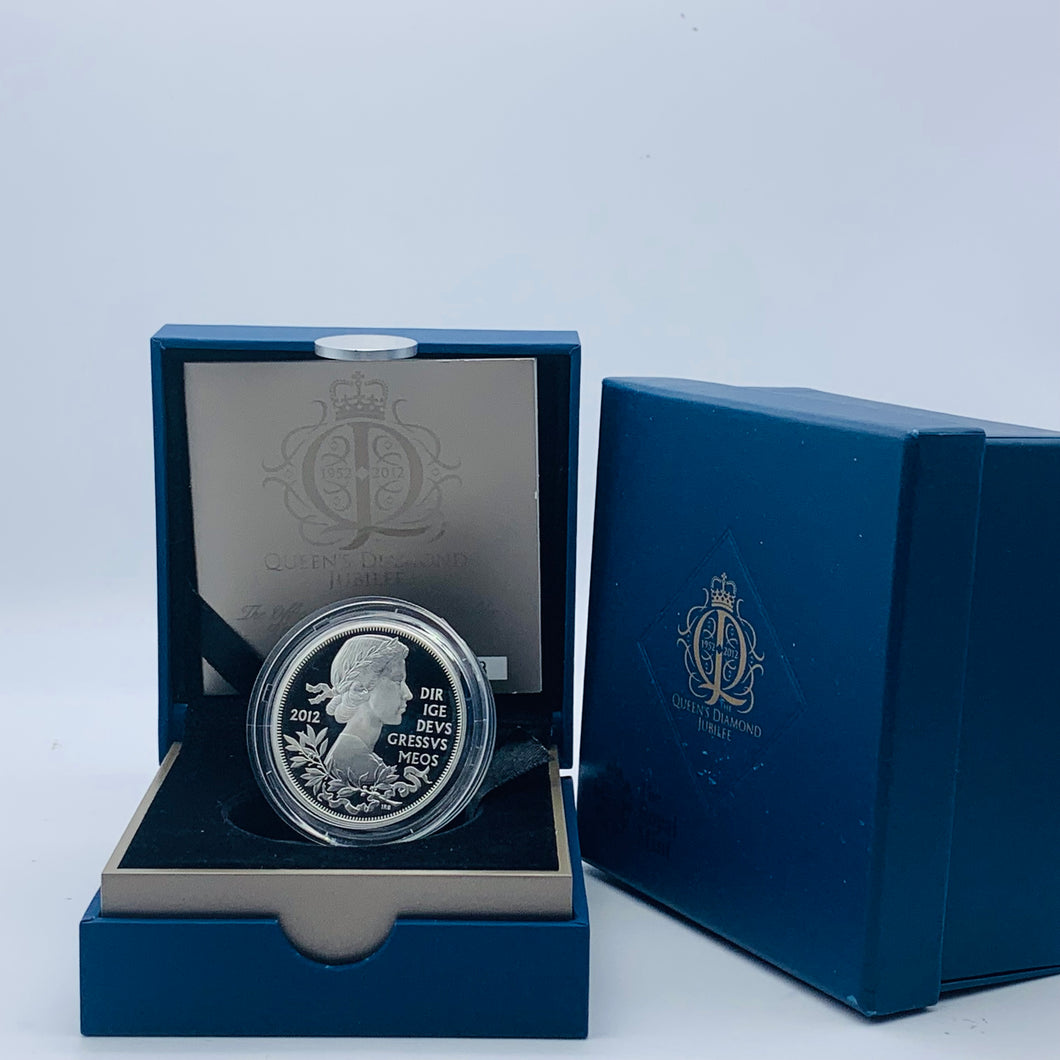 2012 Royal Mint Diamond Jubilee UK Official Piedfort Silver Proof £5 Crown Coin