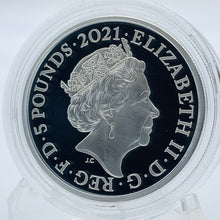 Load image into Gallery viewer, 2021 ROYAL MINT GOTHIC CROWN QUARTERED ARMS SILVER PROOF TWO OUNCE 2oz £5 COIN
