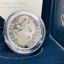 Load image into Gallery viewer, 2018 RM QUEENS BEASTS RED DRAGON OF WALES SILVER PROOF 1OZ £2 TWO POUNDS COIN
