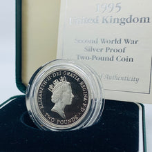 Load image into Gallery viewer, 1995 Royal Mint Silver Proof £2 Two Pounds coin - WWII Anniversary Dove Of Peace
