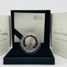 Load image into Gallery viewer, 2017 Royal Mint Platinum Wedding Anniversary £5 Five Pounds Silver Proof Crown Coin
