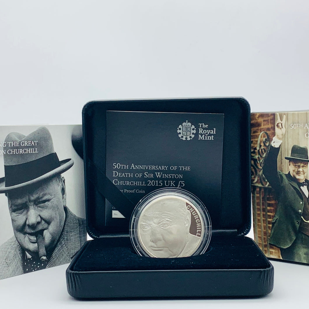 2015 Royal Mint Sir Winston Churchill £5 Five Pounds Silver Proof Coin