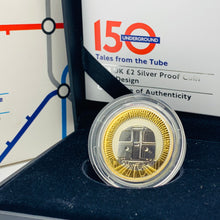 Load image into Gallery viewer, 2013 Royal Mint Silver Proof 150th Anniversary London Underground £2 Coin TRAIN DESIGN
