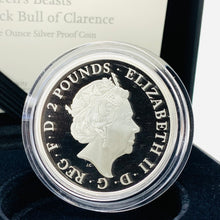 Load image into Gallery viewer, 2018 ROYAL MINT QUEENS BEASTS BLACK BULL OF CLARENCE SILVER PROOF 1OZ £2 TWO POUNDS COIN
