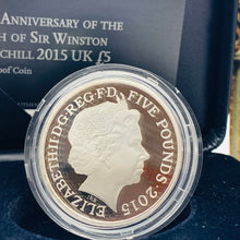 Load image into Gallery viewer, 2015 Royal Mint Sir Winston Churchill £5 Five Pounds Silver Proof Coin
