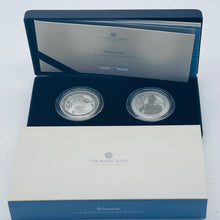 Load image into Gallery viewer, 2022 Royal Mint Silver Proof &amp; Reserve Frosted Proof 1oz Britannia £2 Two-Coin Set
