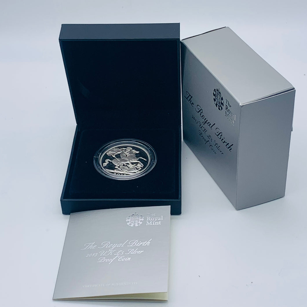 2013 Royal Mint Royal Birth St. George & the Dragon Silver Proof £5 Crown Coin