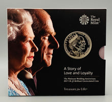 Load image into Gallery viewer, The Queen and HRH Philip Platinum Wedding 2017 UK £5 Brilliant Uncirculated Coin
