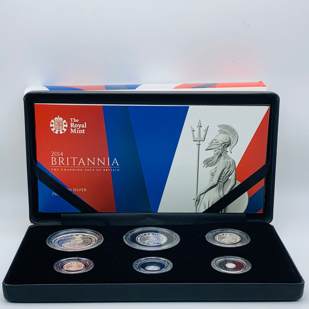 Rare 2014 Royal Mint Silver Proof Britannia 6 Coin Set Inc Scarce 1oz £2 Coin