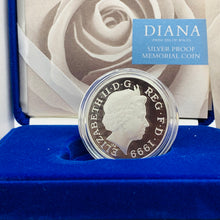 Load image into Gallery viewer, 1999 Royal Mint Princess Diana Memorial Silver Proof £5 Five Pounds Crown Coin

