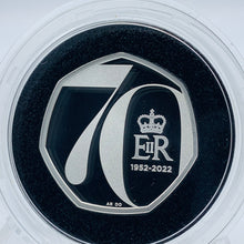 Load image into Gallery viewer, 2022 Royal Mint The Queen’s Platinum Jubilee Silver Proof Piedfort 50p Coin
