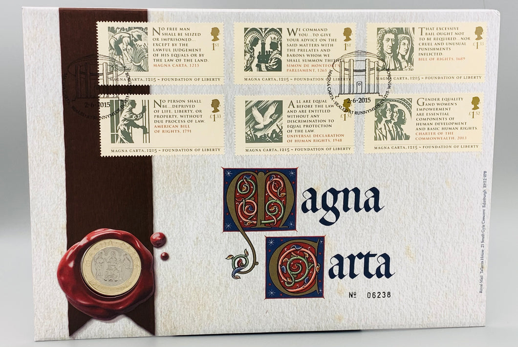 Unreleased 2015 RM 800th Anniv of Magna Carta 4th Portrait £2 Coin Cover PNC