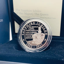 Load image into Gallery viewer, 2017 Royal Mint Sapphire Jubilee Piedfort £5 Five Pounds Silver Proof Coin
