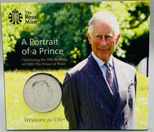 Load image into Gallery viewer, The 70th Birthday of the Prince of Wales 2018 UK £5 Brilliant Uncirculated Coin
