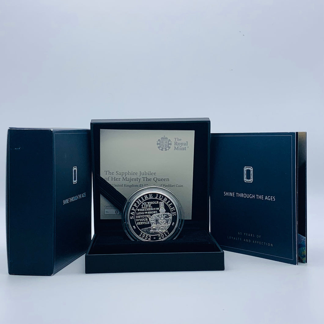 2017 Royal Mint Sapphire Jubilee Piedfort £5 Five Pounds Silver Proof Coin