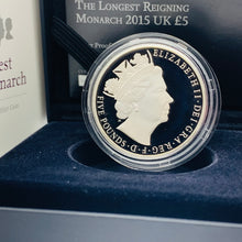 Load image into Gallery viewer, 2015 Royal Mint The Longest Reigning Monarch Silver Piedfort £5 Five Pounds Coin
