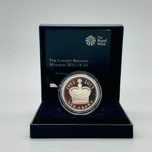 Load image into Gallery viewer, Royal Mint 2015 Silver Proof The Longest Reigning Monarch £5 Coin
