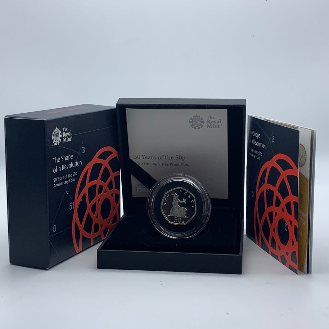 2019 Royal Mint 50 Years Anniversary Of 50p Silver Proof 50p Fifty Pence Coin