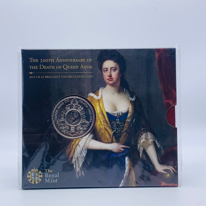 2014 Royal Mint Queen Anne Brilliant Uncirculated £5 Coin Original Sealed Pack