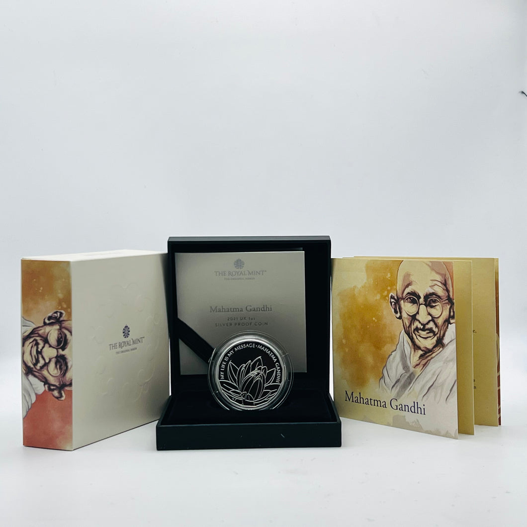 2021 Royal Mint Mahatma Gandhi 1oz Silver Proof £2 Two Pounds Coin